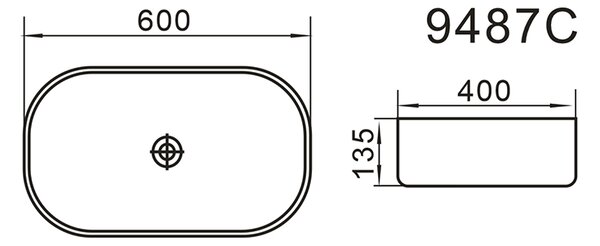 Erga Emmeline, chiuveta blat 600x400x135 mm, alb lucios, ERG-V03-9487C-WH
