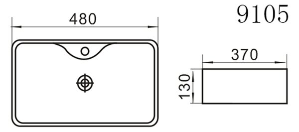 Erga Joyce, chiuveta blat 480x370x130 mm, alb lucios, ERG-V03-9105-WH