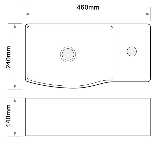 Erga Winona R, lavoar suspendat/blat 460x240x140 mm, dreapta, alb lucios, ERG-V03-9528L-WH