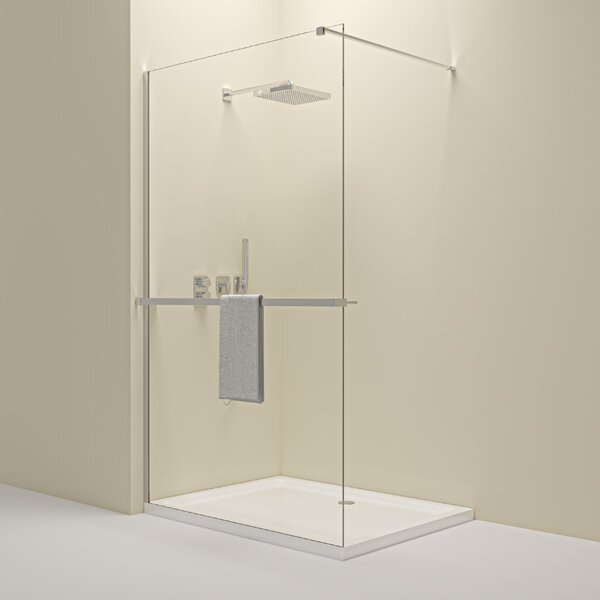 Erga Paris, Mampara de dus Walk-In 60x200 cm cu polita si suport pentru prosoape, sticla transparenta 8 mm, profil cromat, ERG-V02-PARIS-060x200-CL-C…
