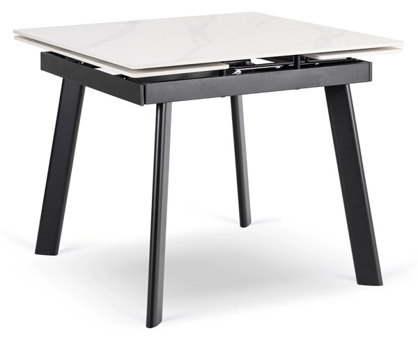 Stół LARES Ceramiczny Rozkładany 90-150 cm Biały Marmur/Czarny
