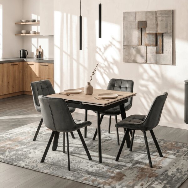 Stół LARES Ceramiczny Rozkładany 90-150 cm Dąb/Czarny