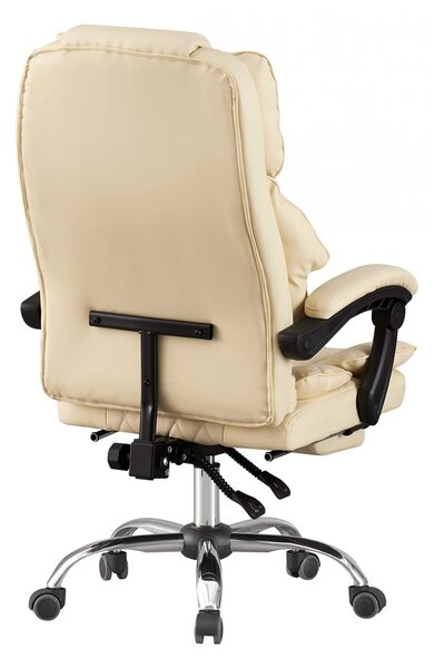 Scaun directorial, pivotant, inaltime reglabila, spatar rabatabil, suport picioare, piele ecologica, Bej