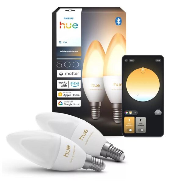 Set de 2 becuri LED reglabile Philips Hue WA B39 E14/3,7W/230V 1000-20000K