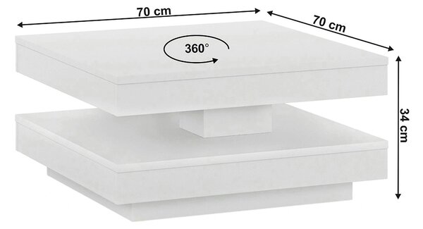 Masuta cafea MANDY, alb, 70x70x34 cm