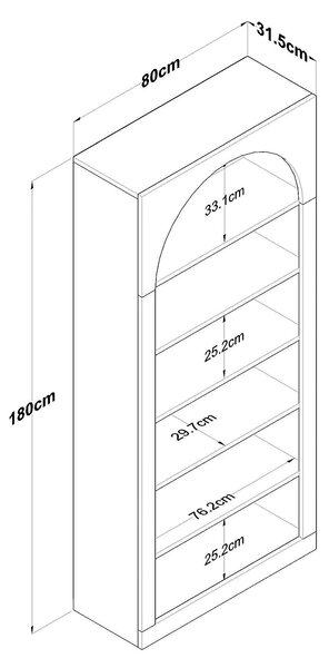 Biblioteca HC116 3142, alb, PAL melaminat, 80x32x180 cm
