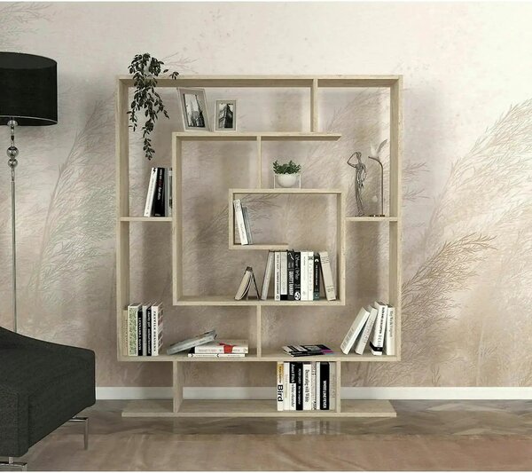 Biblioteca SARMASIK, efect de piatra travertin, PAL melaminat, 125x22x