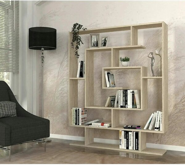 Biblioteca SARMASIK, efect de piatra travertin, PAL melaminat, 125x22x