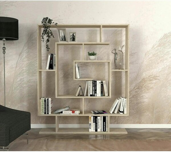Biblioteca SARMASIK, efect de piatra travertin, PAL melaminat, 125x22x