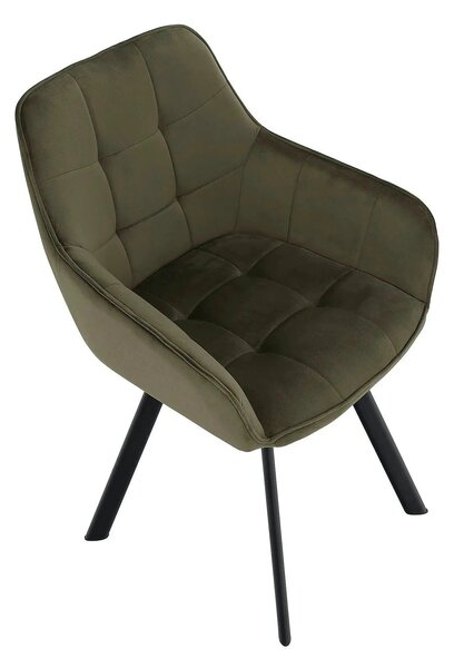 Scaun PETIN, stofa catifelata verde - Bluvel 77, 59x62x85 cm