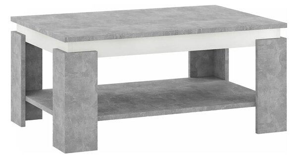 Masuta cafea PIANI, gri beton/alb, 90x60x41 cm