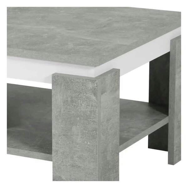 Masuta cafea PIANI, gri beton/alb, 90x60x41 cm