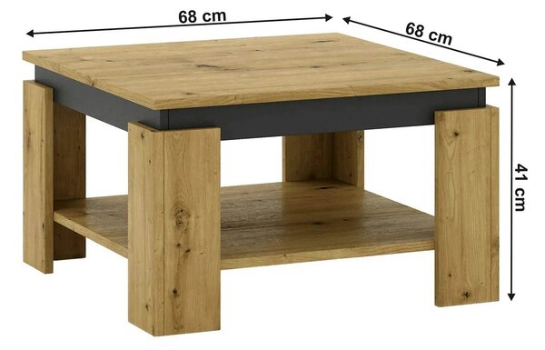 Masuta cafea LEJSY, stejar artisan/gri grafit, 68x68x41 cm