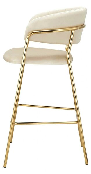 Scaun bar DASMIN TIP 2, bej/auriu, stofa catilfelata/metal, 54x54x109