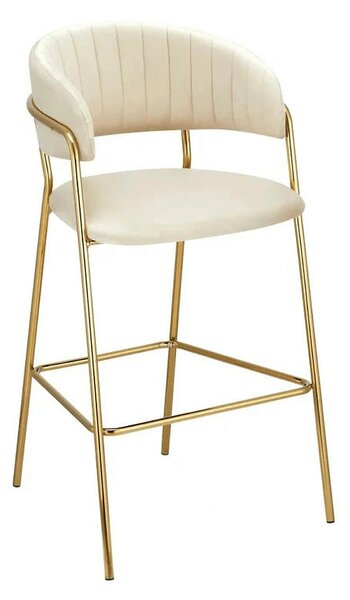 Scaun bar DASMIN TIP 2, bej/auriu, stofa catilfelata/metal, 54x54x109
