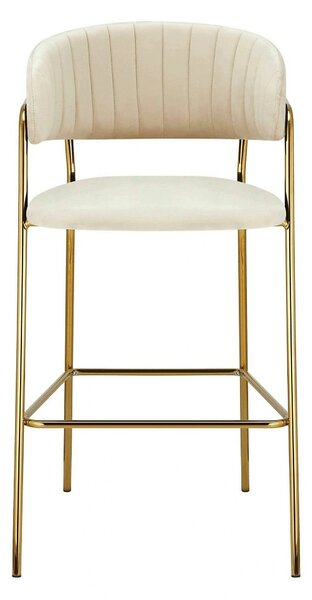 Scaun bar DASMIN TIP 2, bej/auriu, stofa catilfelata/metal, 54x54x109