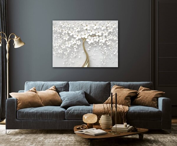 Impresi Tablou White tree with flowers - 70 x 50 cm