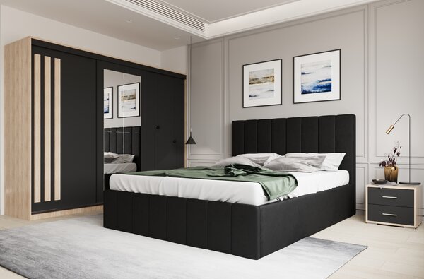 Set dormitor Prado Negru cu dulap Paris Sonoma/Gri