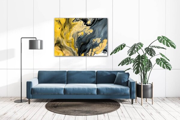 Impresi Tablou Yellow grey abstract2 - 70 x 50 cm