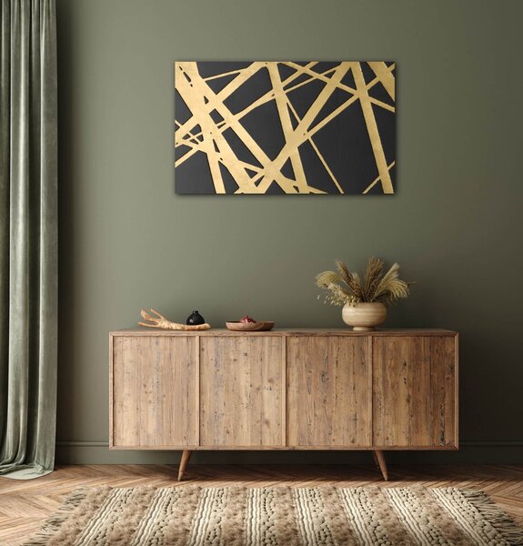Impresi Tablou Abstract golden lines - 50 x 30 cm