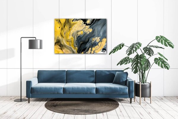 Impresi Tablou Yellow grey abstract2 - 60 x 40 cm