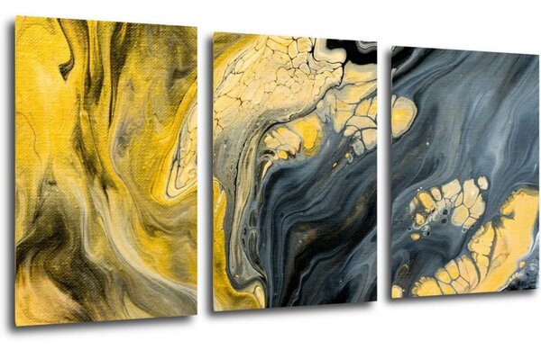 Impresi Tablou Yellow grey abstract2 - 120 x 60 cm (3-piese)