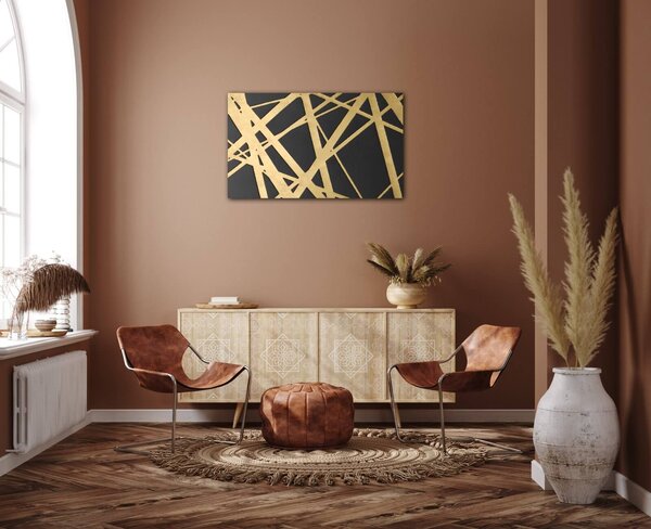 Impresi Tablou Abstract golden lines - 50 x 30 cm