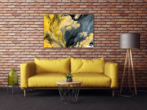 Impresi Tablou Yellow grey abstract2 - 60 x 40 cm