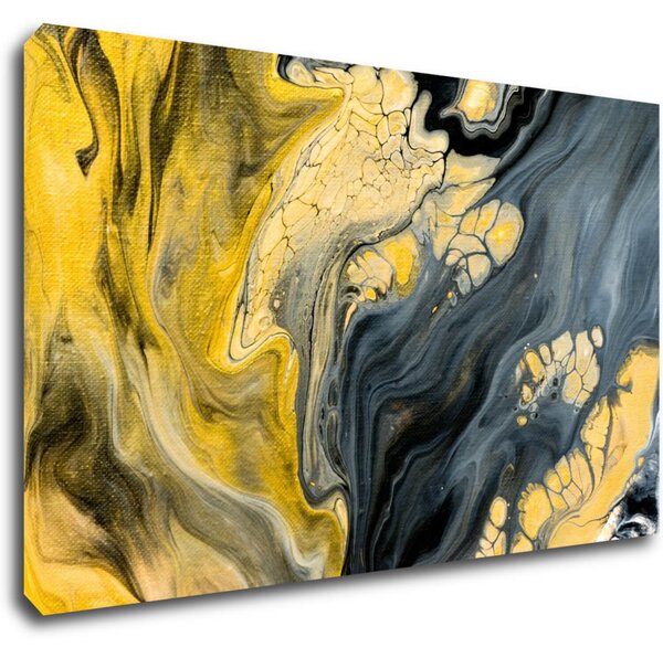 Impresi Tablou Yellow grey abstract2 - 50 x 30 cm