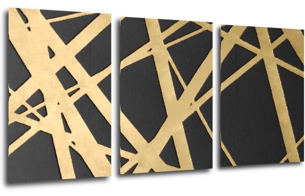 Impresi Tablou Abstract golden lines - 60 x 30 cm (3-piese)