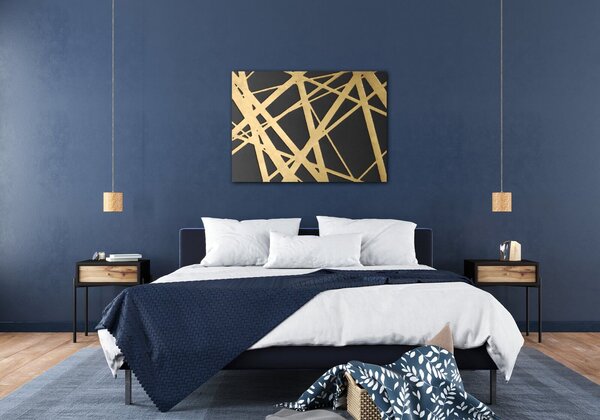 Impresi Tablou Abstract golden lines - 70 x 50 cm