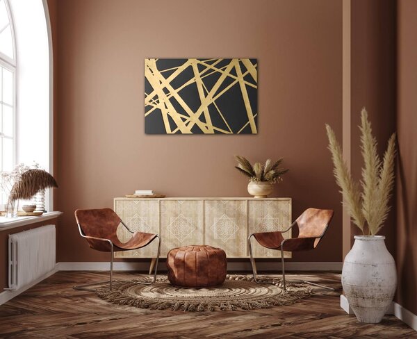 Impresi Tablou Abstract golden lines - 60 x 40 cm