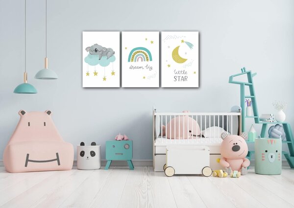 Impresi Obraz Dream big koala - 60 x 30 cm (3-piese)