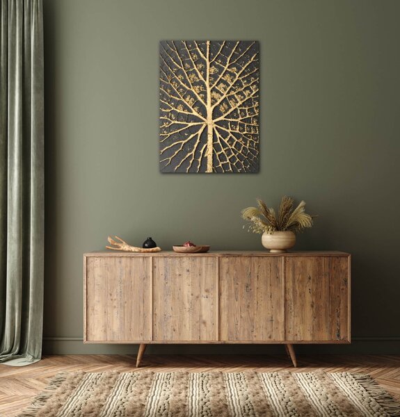 Impresi Tablou Golden leaf structure - 30 x 40 cm
