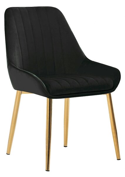 Scaun PERLIA, negru/auriu, stofa catifelata/metal, 56x62x89 cm