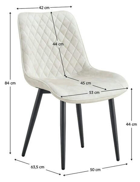 Scaun ZAINA TIP 1, crem/negru, stofa catifelata/metal, 50x64x84 cm