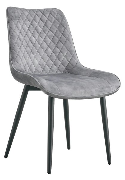Scaun ZAINA TIP 1, gri deschis/negru, stofa catifelata/metal, 50x64x84