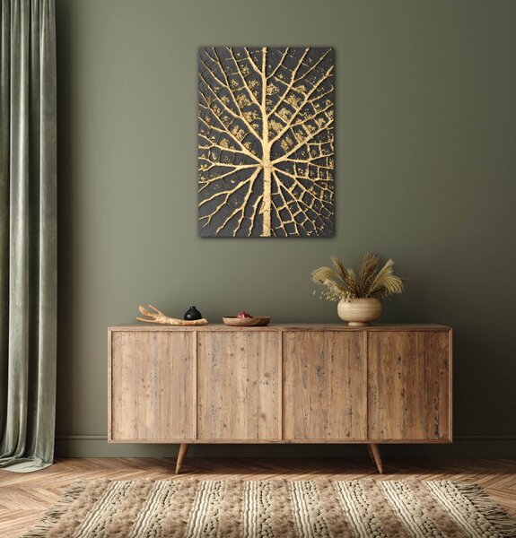 Impresi Tablou Golden leaf structure - 50 x 70 cm