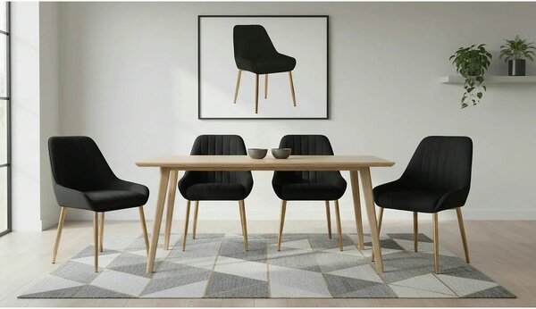 Scaun PERLIA, negru/auriu, stofa catifelata/metal, 56x62x89 cm