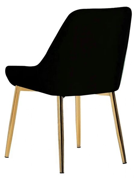 Scaun PERLIA, negru/auriu, stofa catifelata/metal, 56x62x89 cm