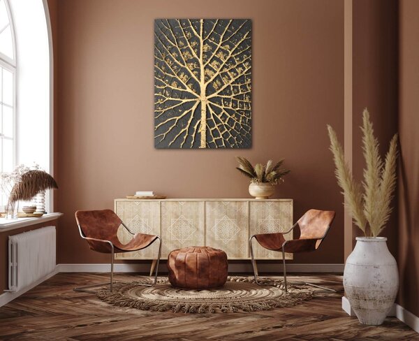 Impresi Tablou Golden leaf structure - 30 x 40 cm