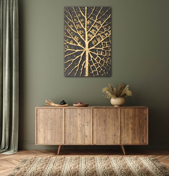 Impresi Tablou Golden leaf structure - 60 x 40 cm