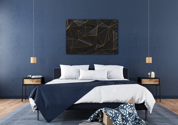 Impresi Tablou Golden triangles abstract - 60 x 40 cm