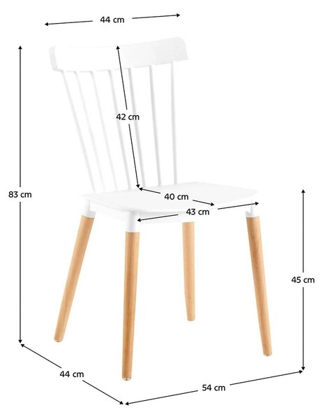 Scaun ZOSIMA, alb/fag, plastic/lemn de fag, 54x44x83 cm