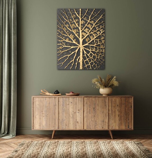 Impresi Tablou Golden leaf structure - 70 x 90 cm