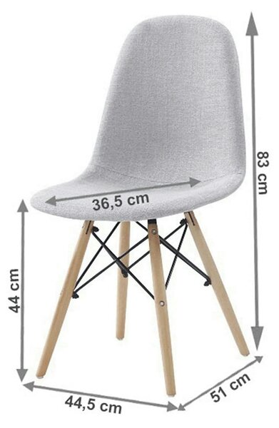 Scaun DARELA NEW, gri deschis/fag, stofa clasica/lemn, 45x51x83 cm