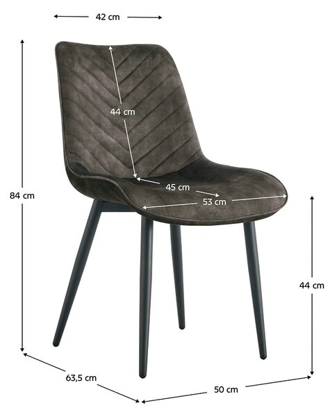 Scaun ZAINA TIP 2, maro/negru, stofa catifelata/metal, 50x64x84 cm