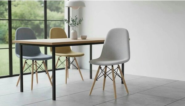 Scaun DARELA NEW, gri deschis/fag, stofa clasica/lemn, 45x51x83 cm