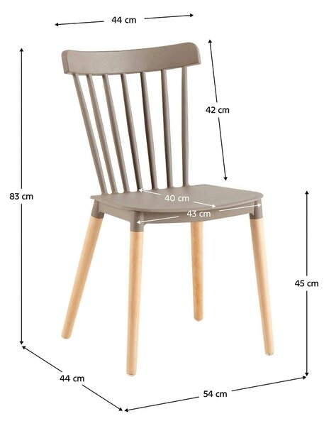 Scaun ZOSIMA, gri/fag, plastic/lemn, 54x44x83 cm
