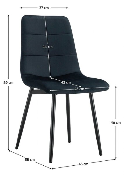 Scaun DAMIA TIP 1, negru, stofa catifelata/metal, 45x58x89 cm